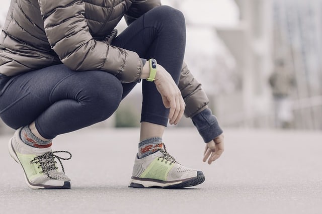 fitness tracker on arm of walker