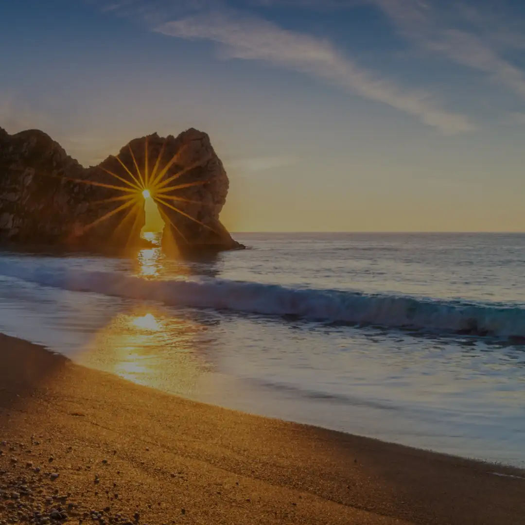 Sunset at Durdle Door and beach