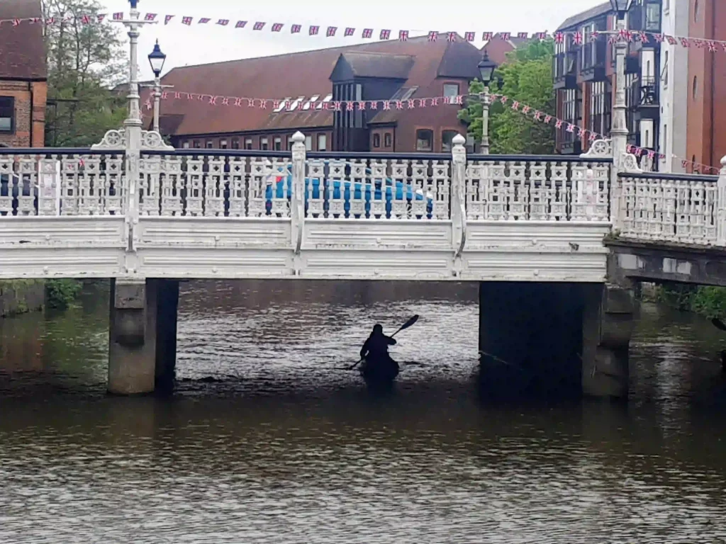 River Medway - canoeist under the Big Bridge