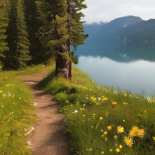 lakeside walk into forest